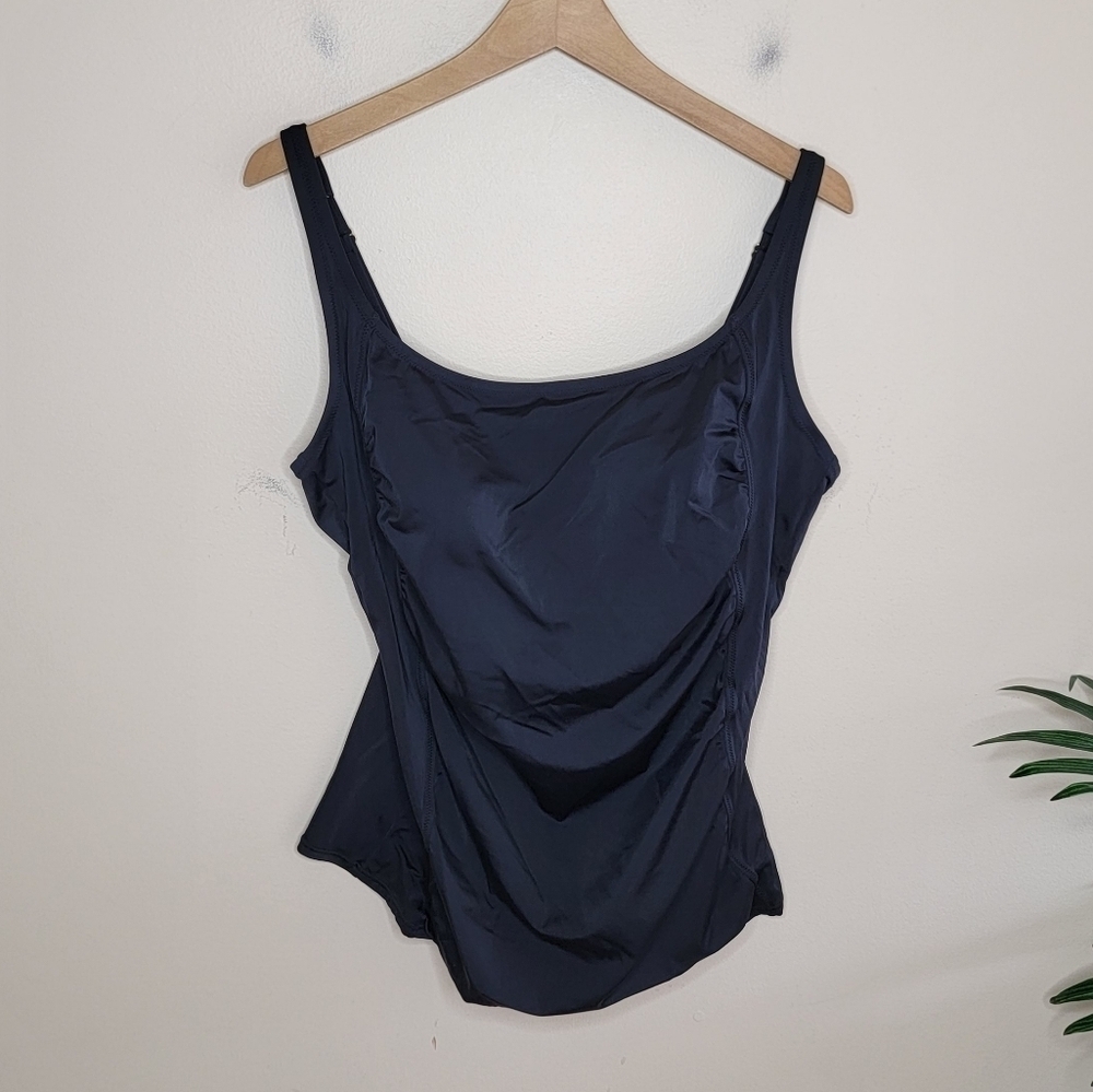 Lori Coulter | Black Slimming Ruched Tankini Swim Top